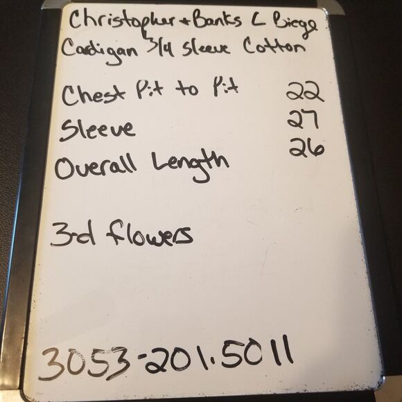 Christopher Banks L Cardigan Sweater Button 3D Floral Trim 100% Cotton Preppy - Picture 11 of 11